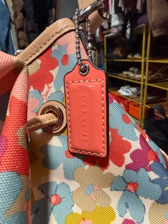 Coach Floral Drawstring Bucket Bag - Pink, Red, Blue, Yellow, Cream - Picture 15 of 15